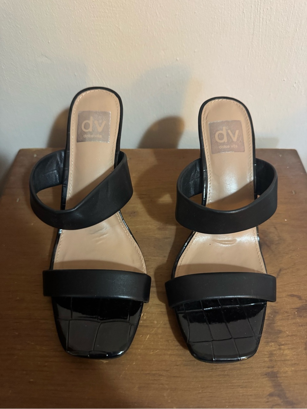 Dolce Vita Black Square Toe Block Heel Mule Sandals Women’s 6.5